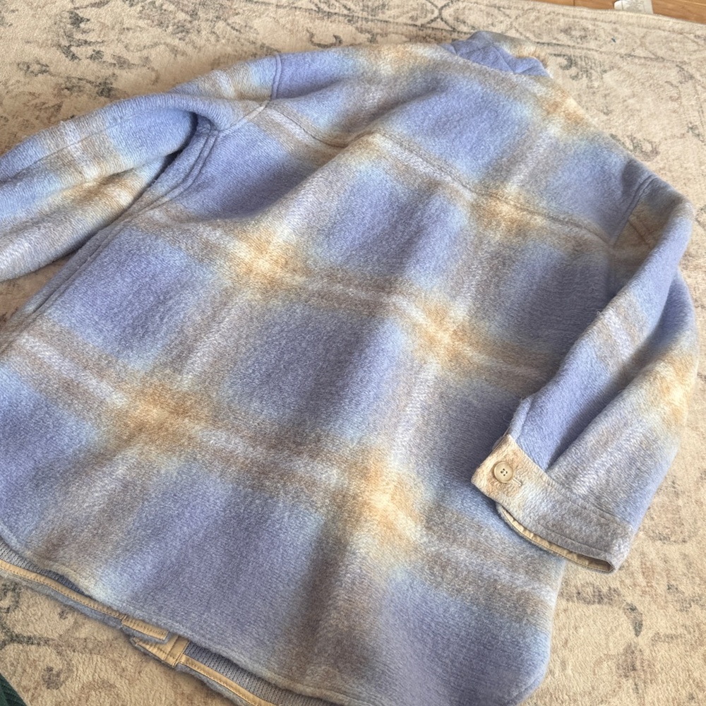 Wilfred ganna shirt jacket L Blue and Beige Wool-Blend Shacket - Picture 5 of 5